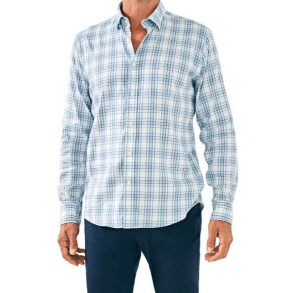 FAHERTY Shirt Mens Small White Check Button Up MOVEMENT Edgewater Plaid $158 - Picture 1 of 9